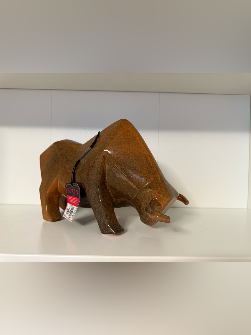 Decorative Brown Ceramic Bull Sculpture - Spain new